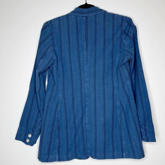 NWT Alex Mill Linen Pinstripe Boy Jacket Blazer Women's Indigo Blue Size Small - Picture 3 of 6